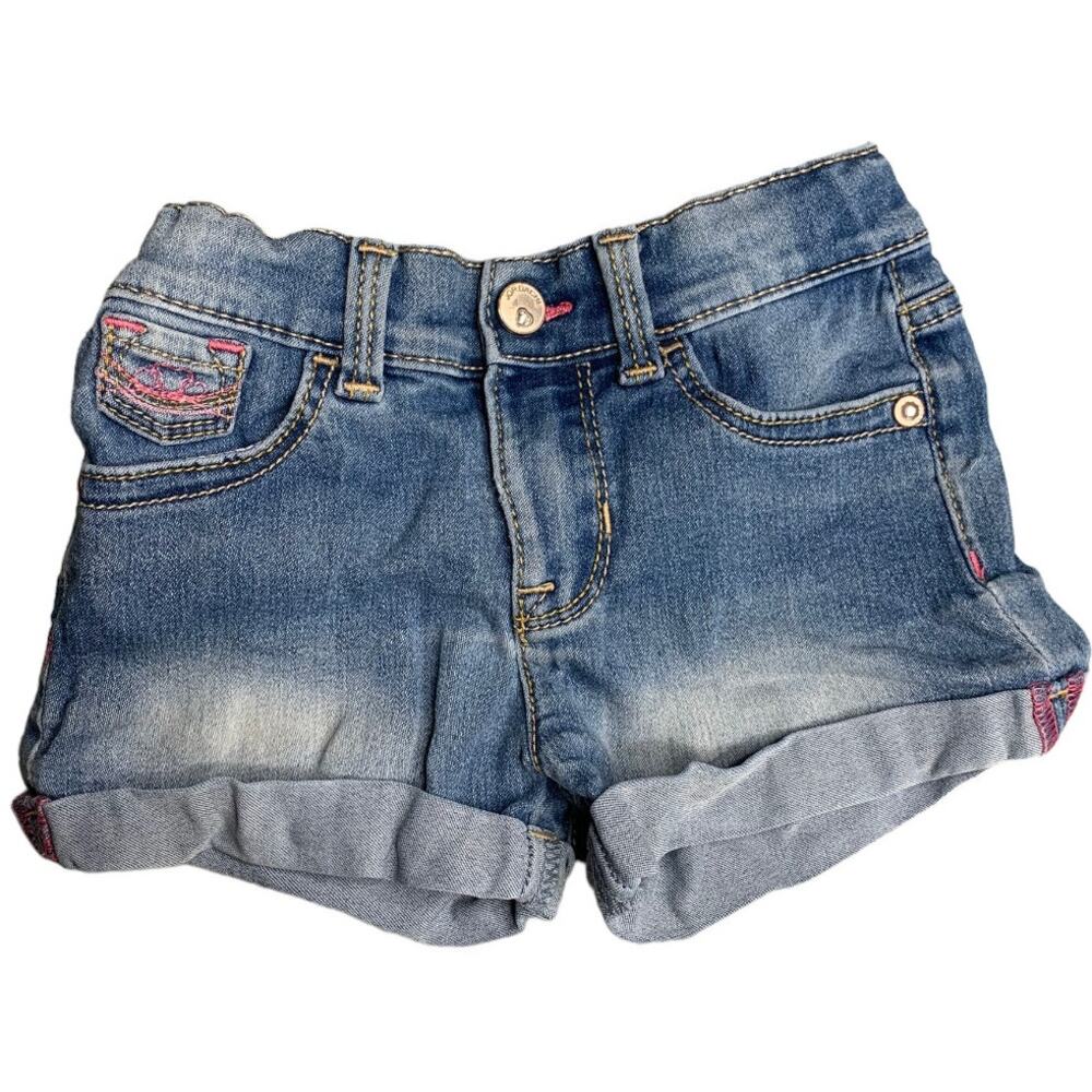 Jordache rolled cuff denim shorts pink stitching 3T
